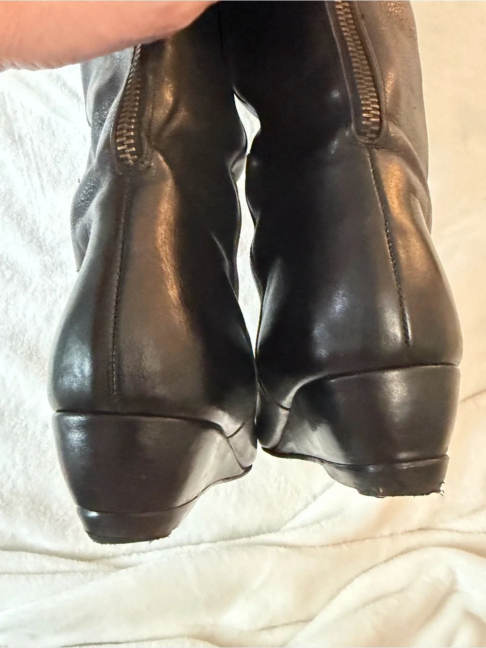 Loeffler Randall Black Leather Over the Knee-High Boots.